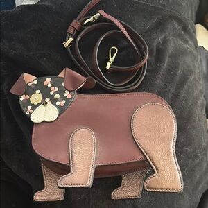 Kate Spade Burgundy and Tan Dog Crossbody Bag